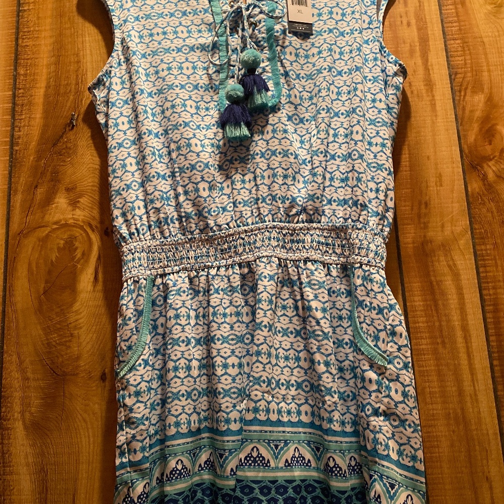 Cabana Life navy and teal print romper size XL
